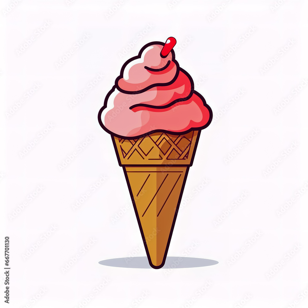 Sticker design with an cone ice cream on white background. Sticker design with an cone ice cream on white background.