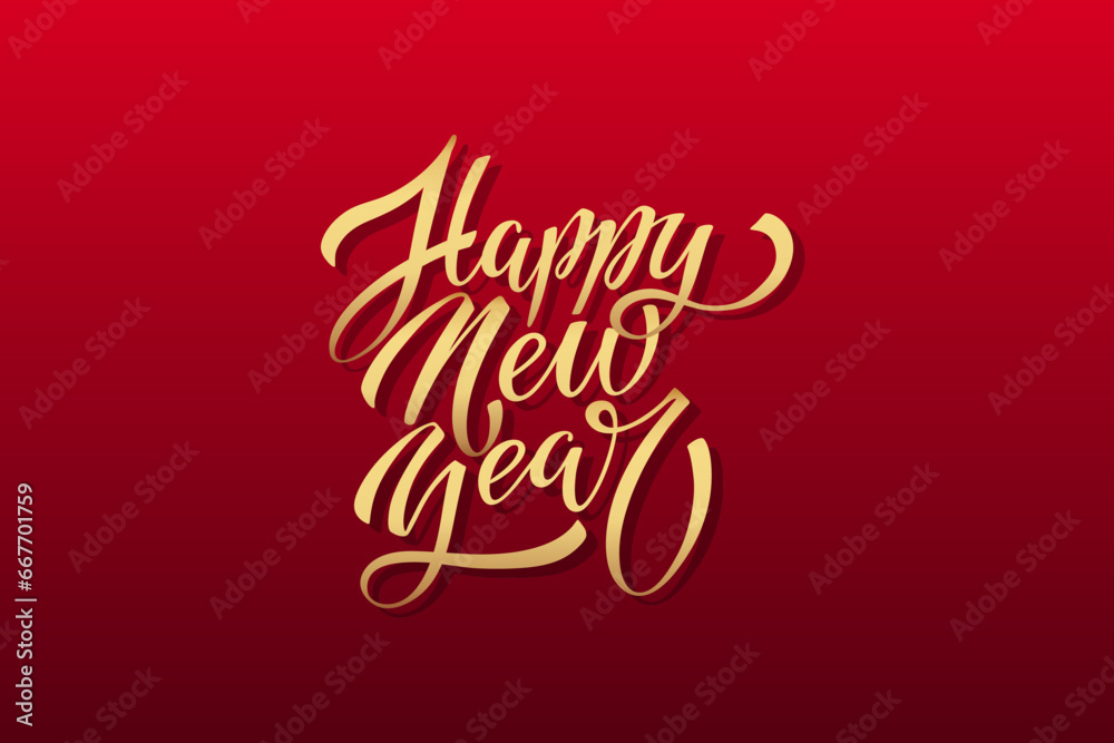 Happy New Year hand lettering calligraphy. Vector holiday illustration element. Typographic element Happy New Year hand lettering calligraphy. Vector holiday illustration element. Typographic element