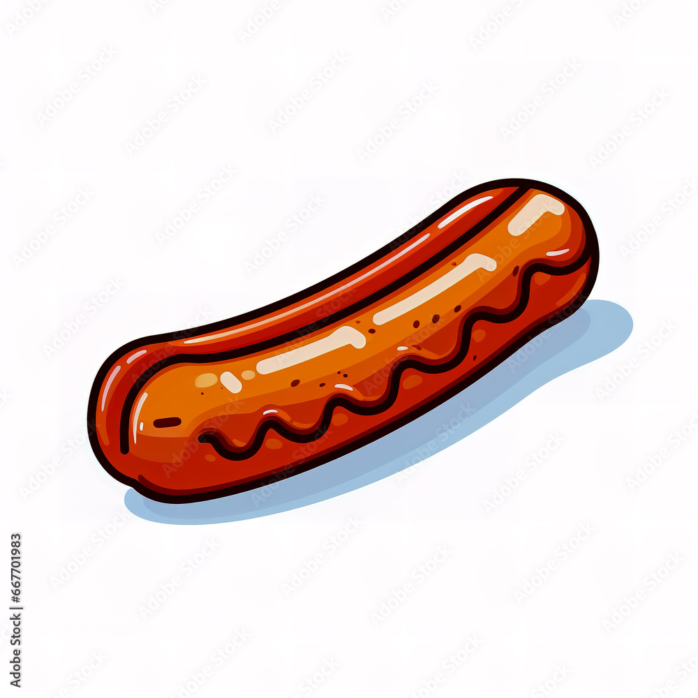 Sticker design with an sausage on white background. Sticker design with an sausage on white background.