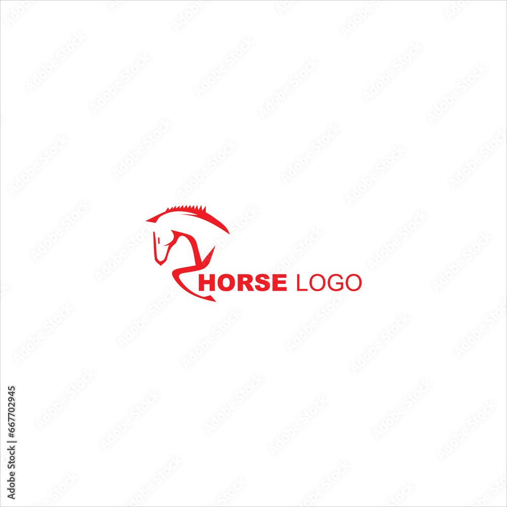 Red horse head silhouette logo illustration Red horse head silhouette logo illustration