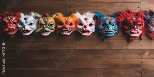 Trio of Traditional Chinese Lion Dance Masks
