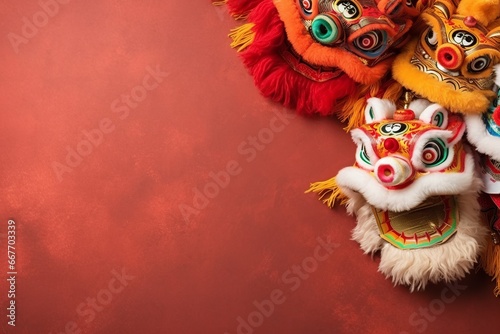 Trio of Traditional Chinese Lion Dance Masks