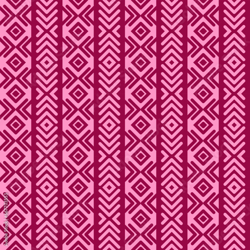 Tribal seamless pattern background in ethnic style. Aztec vertical ornament for printing on paper, Ethnic fabric and textile. Design with traditional folk motifs.