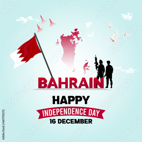 Creative Bahrain independence day social media post and web banner
