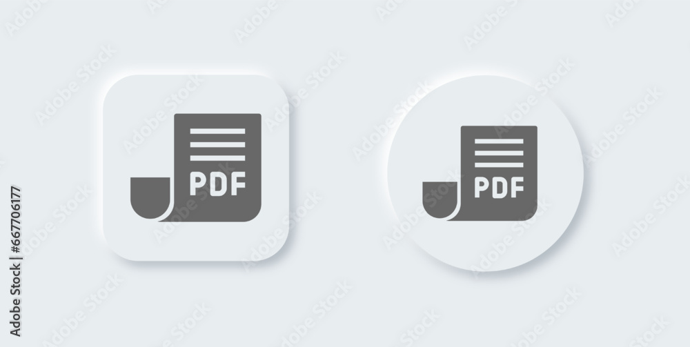Pdf solid icon in neomorphic design style. Format signs vector illustration. Pdf solid icon in neomorphic design style. Format signs vector illustration.