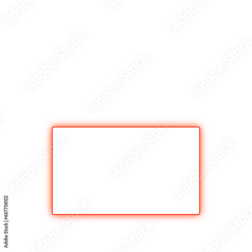 Glowing neon light. Neon frame. Square red neon light on a transparent background. Neon frame for your design