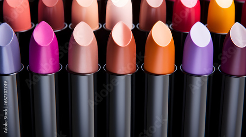 An array of vibrant lipsticks showcasing a rich palette of colors, emphasizing texture and elegance in a close-up view.