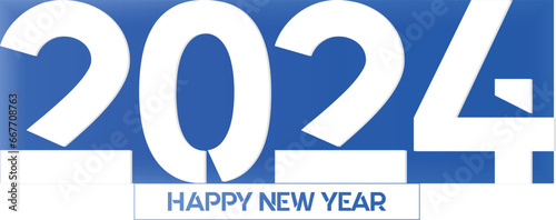 Happy new year 2024 design. With colorful truncated number illustrations. Premium vector design for poster, banner, greeting and new year 2024 celebration.