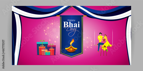 Vector illustration of Happy Bhai Dooj social media feed template photo