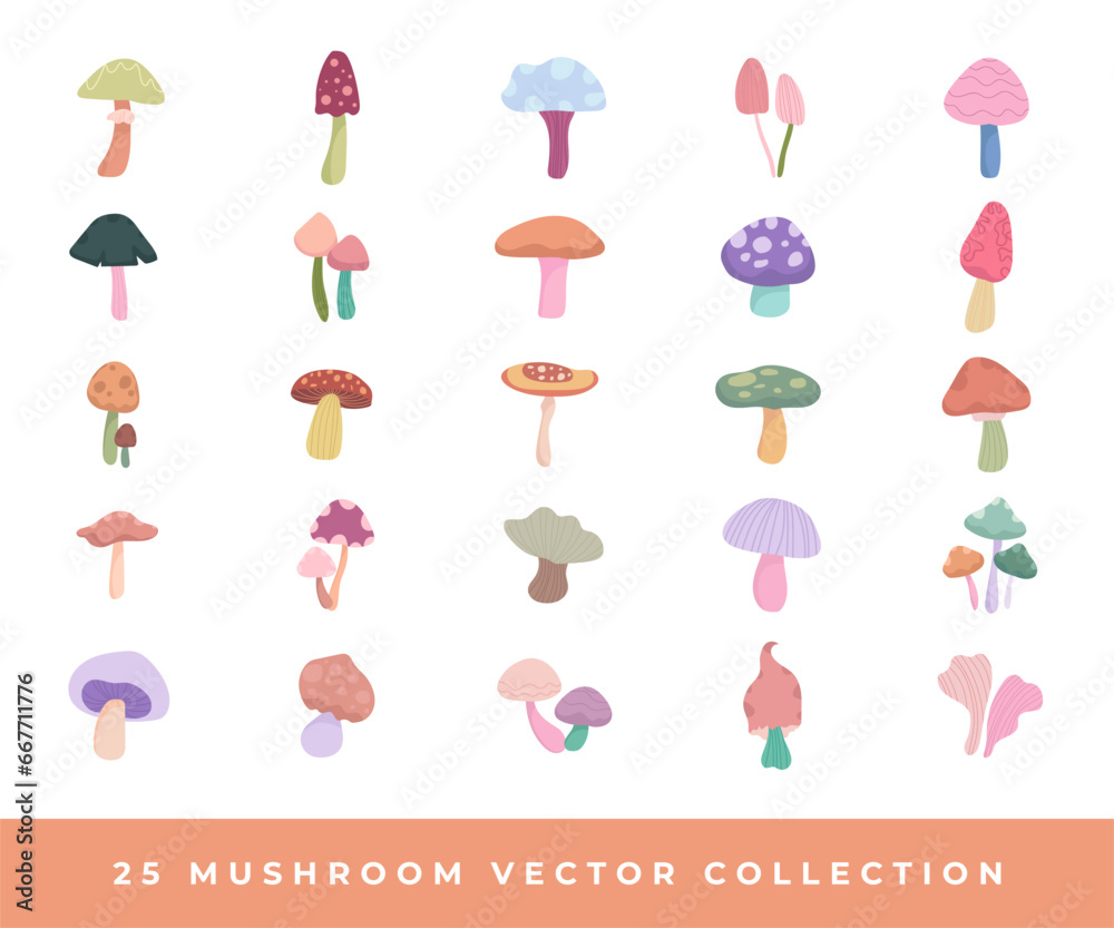 mushroom element vector collection