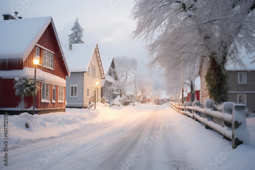 Enchanted Snowfall in a Quaint Village