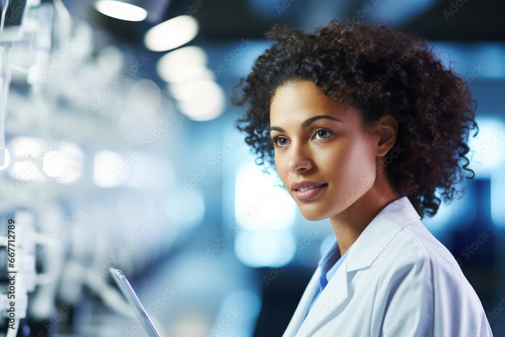 Woman in Lab Coat Analyzing Experiment Results Woman in Lab Coat Analyzing Experiment Results