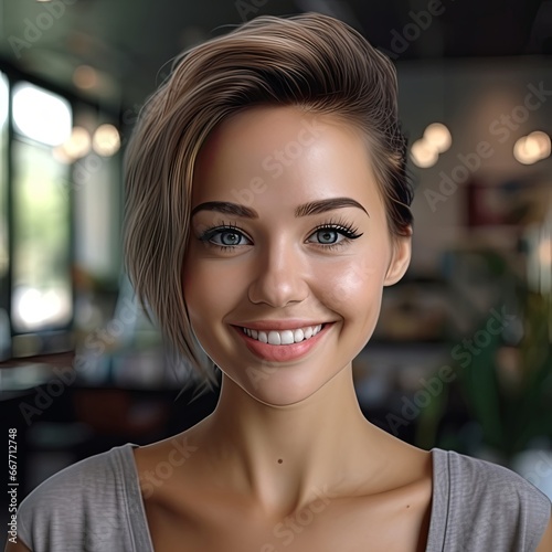portrait of young female permanent make-up artists, hyper realistic , generated by AI