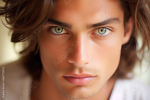 Serene Stare: Ethereal Male Model