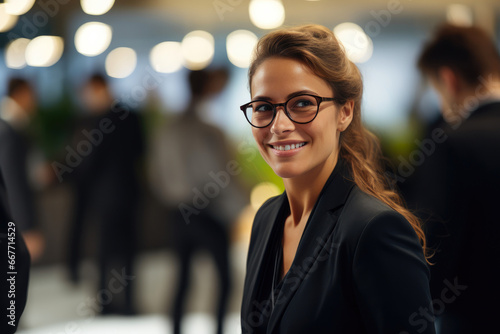 Successful Businesswoman Engaged in Networking