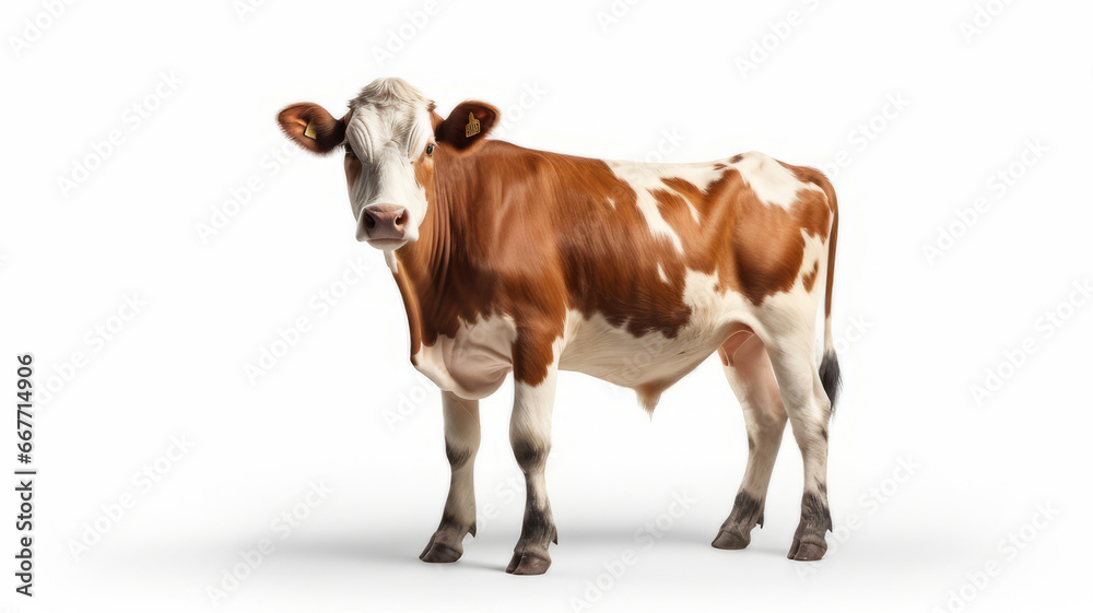 Portrait of a White Cow Isolated on White Background