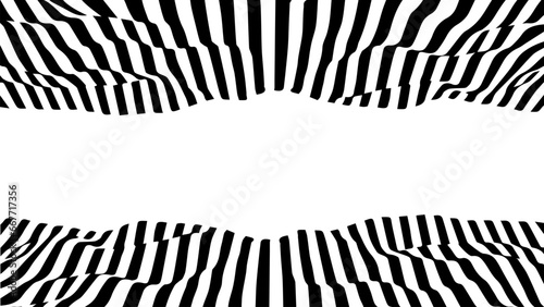 Black and white lines creating optical illusions. Abstract line wave. Vector illustration.