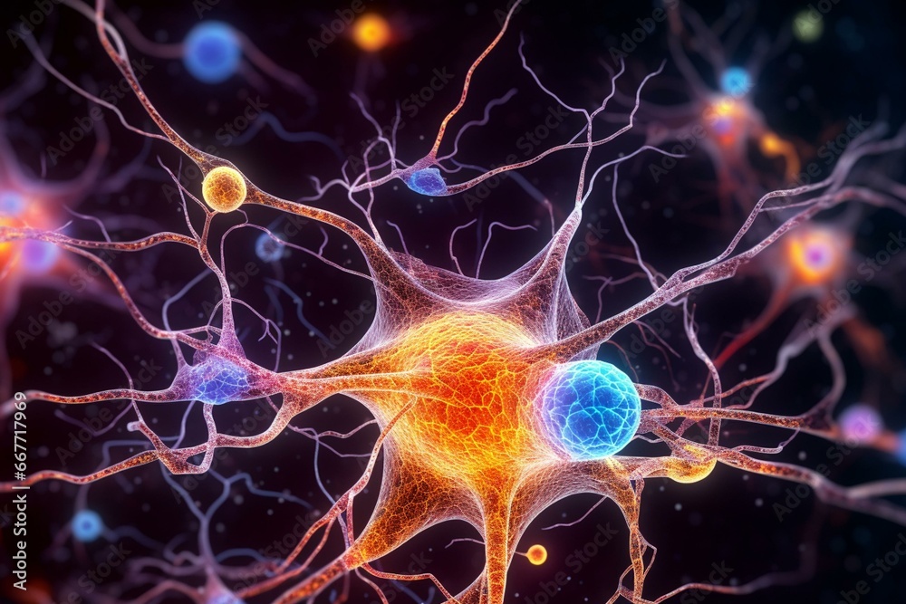 Image representation of a brain's neuron. Generative AI