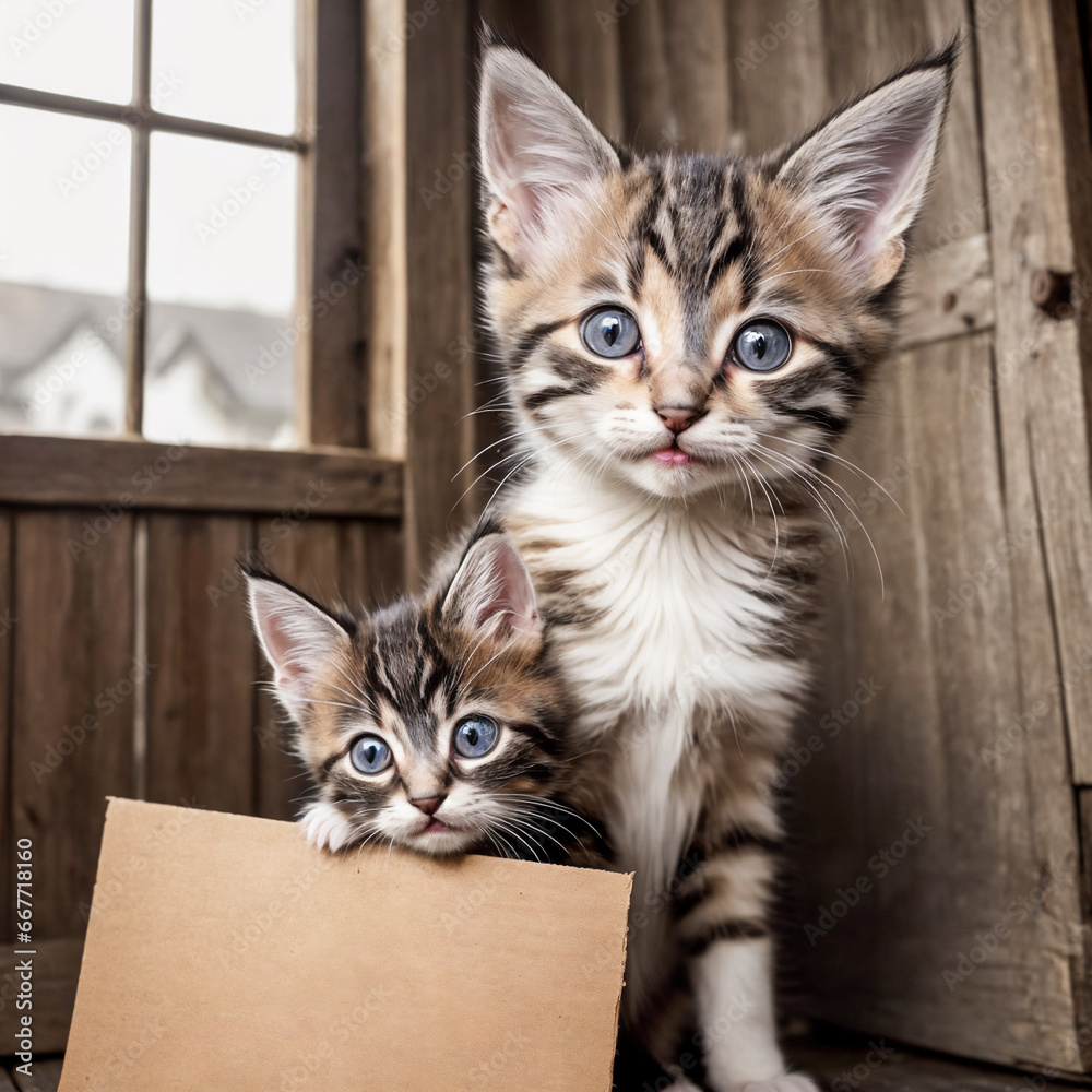 A kitten playfully showcasing an empty cardboard sign with its paws for customized message. Perfect for pets, animals, and cute concepts. A kitten playfully showcasing an empty cardboard sign with its paws for customized message. Perfect for pets, animals, and cute concepts.