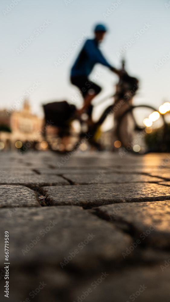 bicycle routes Krakow - old town - bicycle paths - downtown - stone surface with history