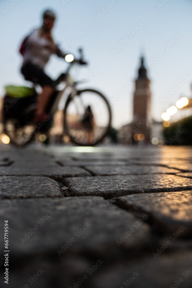 bicycle routes Krakow - old town - bicycle paths - downtown - stone surface with history