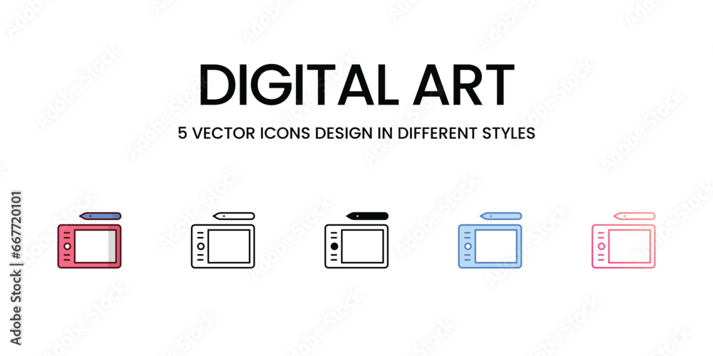 Digital art icons set, colorline, glyph, outline, gradinet line, icon vector stock illustration isolate white background. Digital art icons set, colorline, glyph, outline, gradinet line, icon vector stock illustration isolate white background.