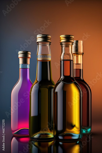 variety of colored bottles with alcoholic drinks,