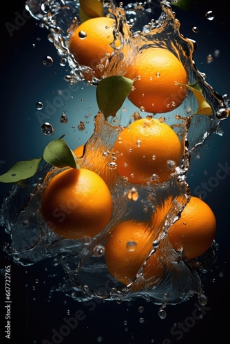 Oranges Floating in Refreshing Water