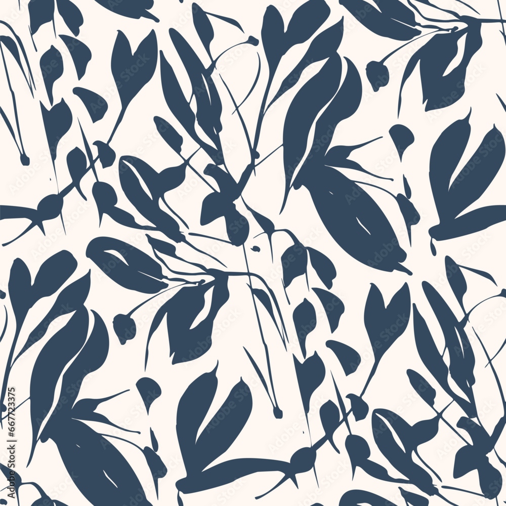Black and white seamless pattern with flowers.  Vector illustration