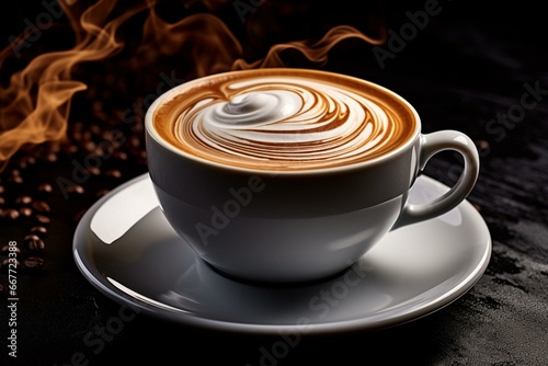 Refreshing coffee with swirling white cream. Generative AI