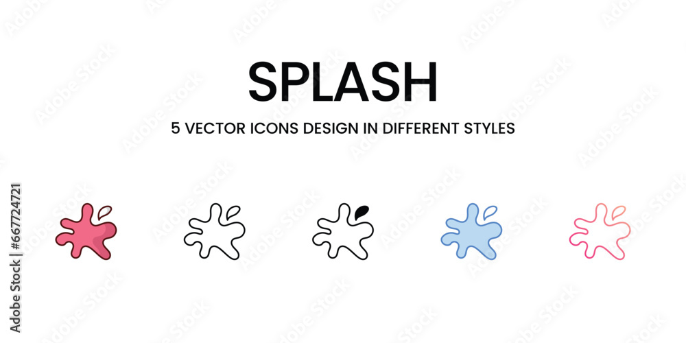 Splash icons set, colorline, glyph, outline, gradinet line, icon vector stock illustration isolate white background. Splash icons set, colorline, glyph, outline, gradinet line, icon vector stock illustration isolate white background.
