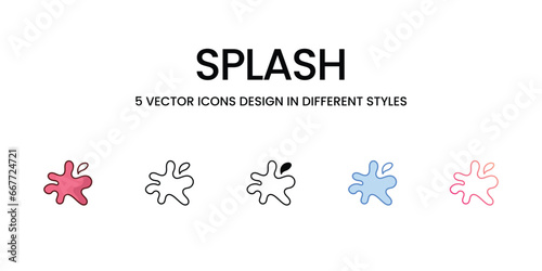 Splash icons set, colorline, glyph, outline, gradinet line, icon vector stock illustration isolate white background.