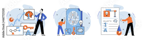 Logical thinking. Vector illustration. Awareness allows us to recognize and challenge our own cognitive limitations, fostering growth and continuous improvement Contemplation is sanctuary logical