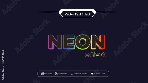 Neon text effect design| EPS vector text effect