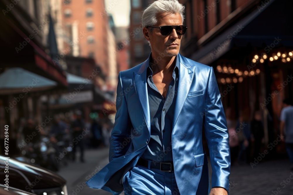 A Stylish Gentleman Strolling Through the Urban Landscape A Stylish Gentleman Strolling Through the Urban Landscape