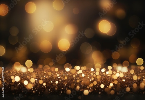 Shimmering Golden Bokeh Lights on a Dark Background