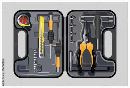 Vector illustration. Tool box for plumbing work