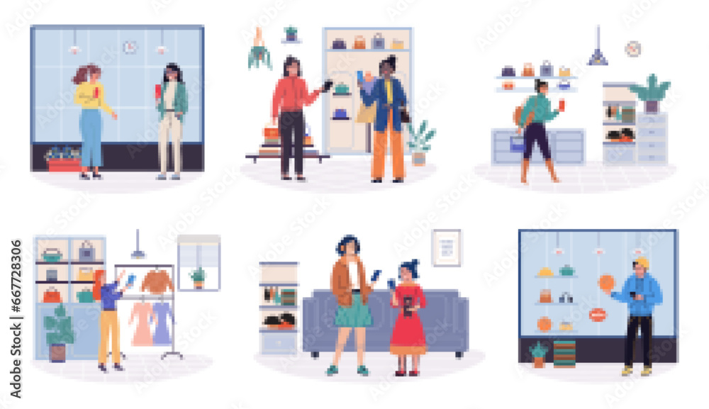 People with smartphone. Vector illustration. The smartphone concept represents shift in way people communicate and connect Smartphones provide means for people to communicate and form connections