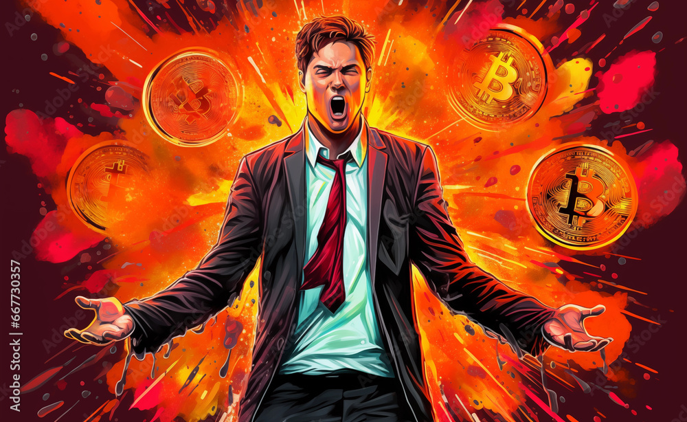 Extreme greed cryptocurrency bitcoin at pop art style. Extreme greed cryptocurrency bitcoin at pop art style.