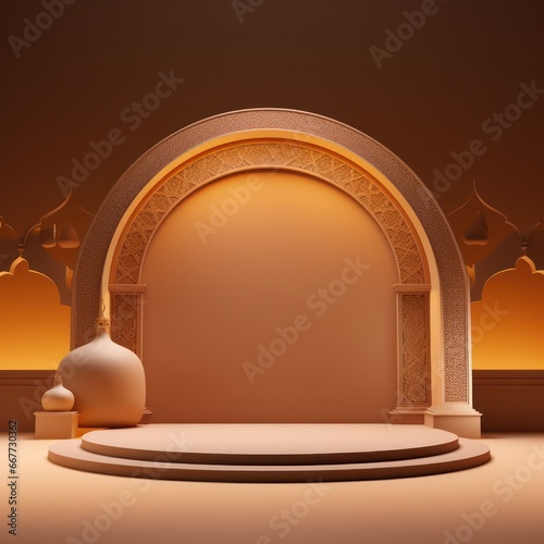 Islamic Display Podium Product Stage, Ai Generative