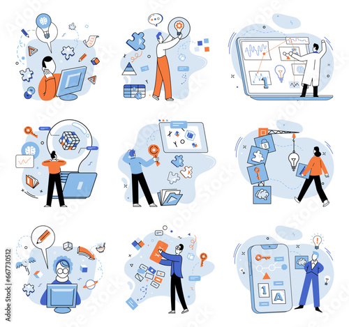 Logical thinking. Vector illustration. Mindset is foundation logical thinking It is lens through which we view world and approach problems A logical mindset embraces rationality
