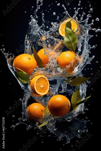 Falling Oranges Create a Colorful Splash in the Water