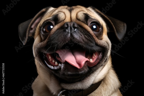 Playful Pug with an Adorable Expression © pham