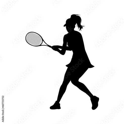 Tennis silhouettes, tennis player sports person in silhouette, tennis woman in match champion