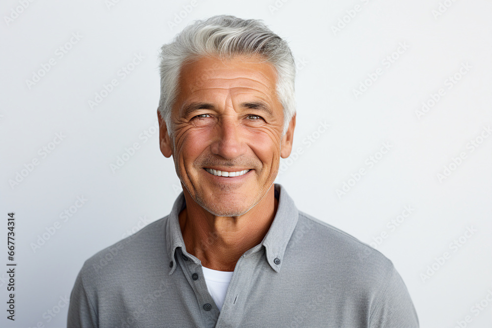 Portrait of handsome man with bright smile veneers after dentist isolated on white background Portrait of handsome man with bright smile veneers after dentist isolated on white background