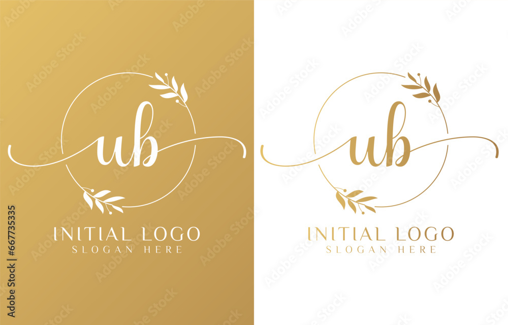 Letter U Beauty Logo with Flourish Ornament Letter U Beauty Logo with Flourish Ornament