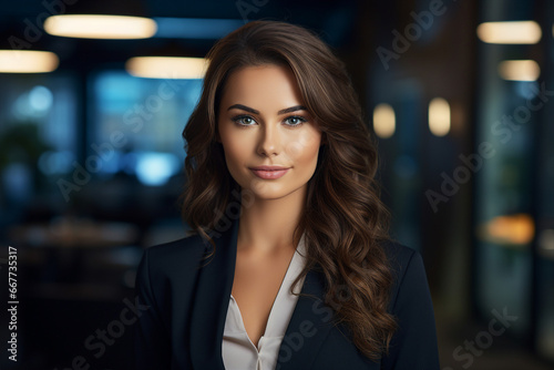 Generative AI portrait of gorgeous office worker young woman chief occupation