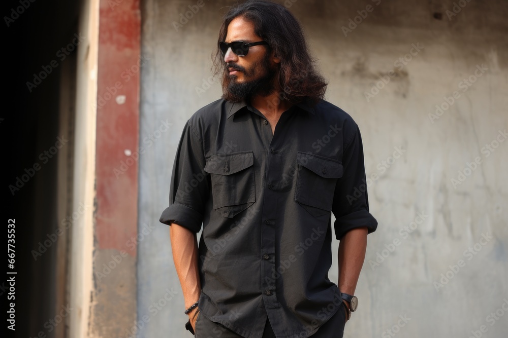 Cool Guy in Shades Strikes a Pose in Front of Urban Structure