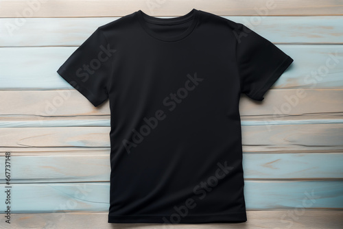 Black t-shirt mockup. Design for print presentation mock-up. Top view flat lay.