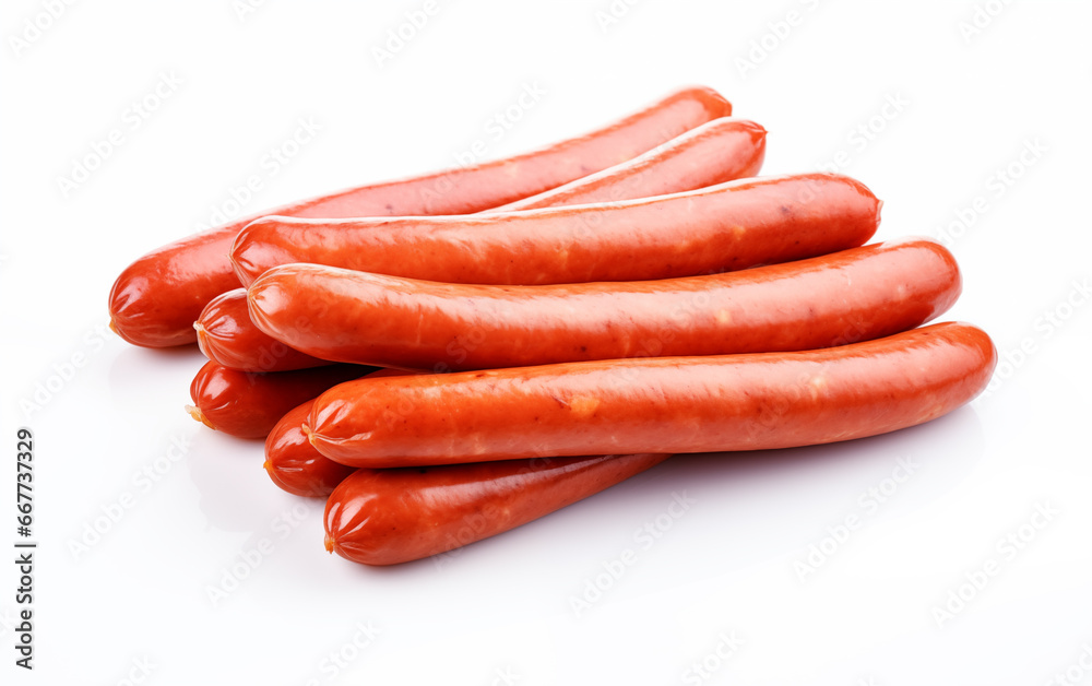 Sausages Isolated on White background generation of AI Sausages Isolated on White background generation of AI